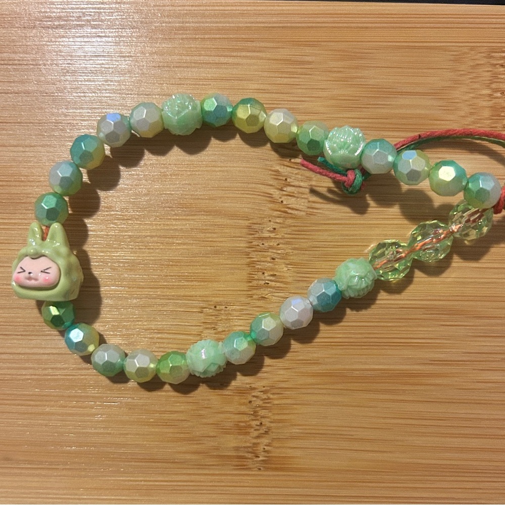 Green Grape Labubu phone charm wristlet